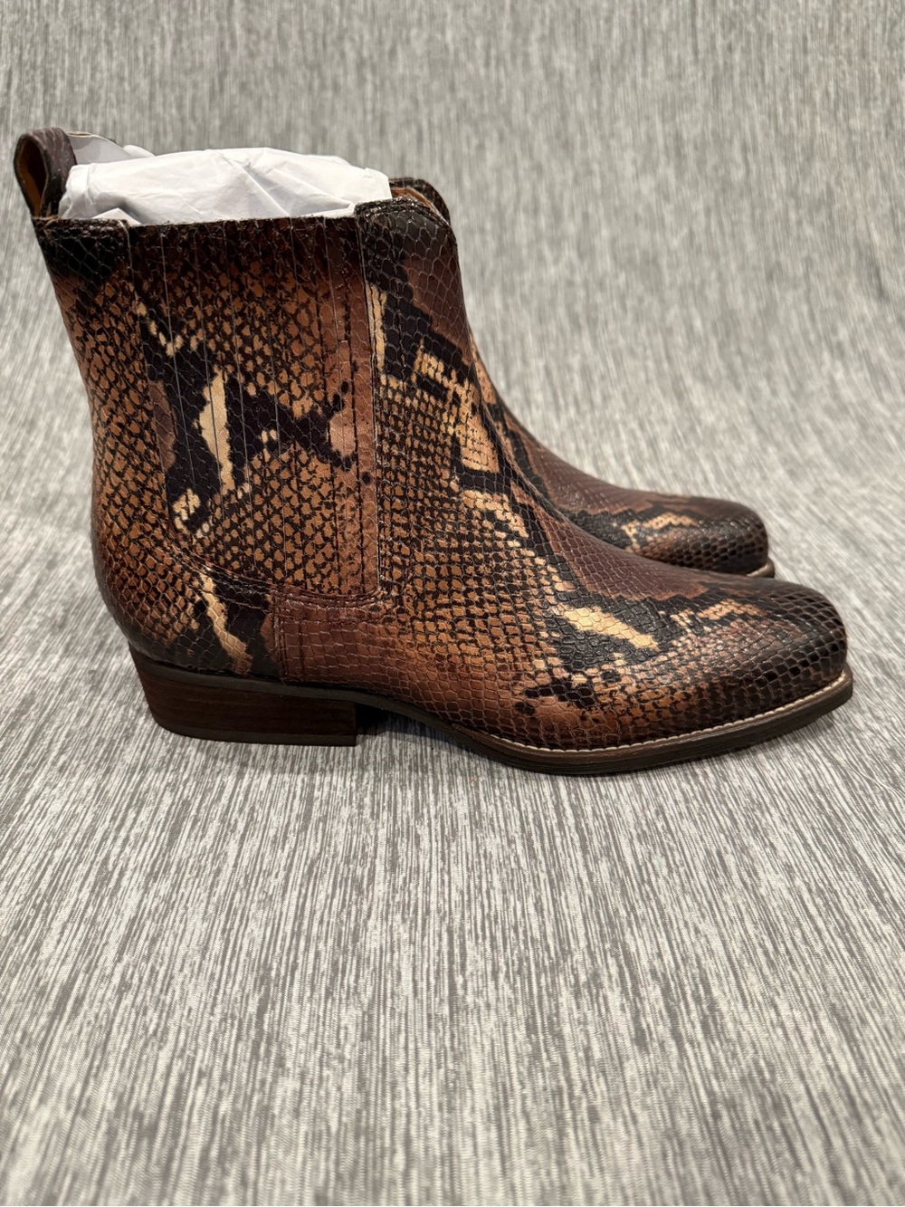 Zodiac Tobacco Snake-Print Ankle Boots